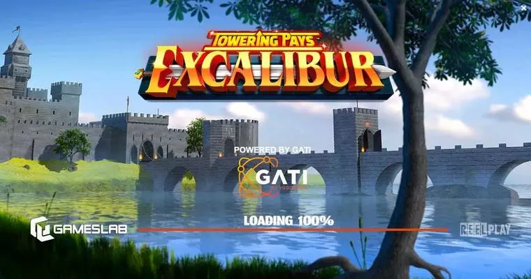  Introduction Screen at Towering Pays Excalibur 5 Reel Mobile Real Slot created by ReelPlay