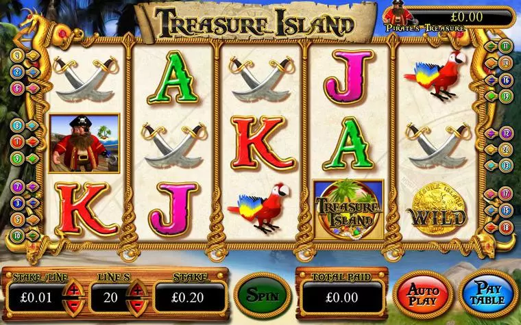  Main Screen Reels at Treasure Island 5 Reel Mobile Real Slot created by Inspired