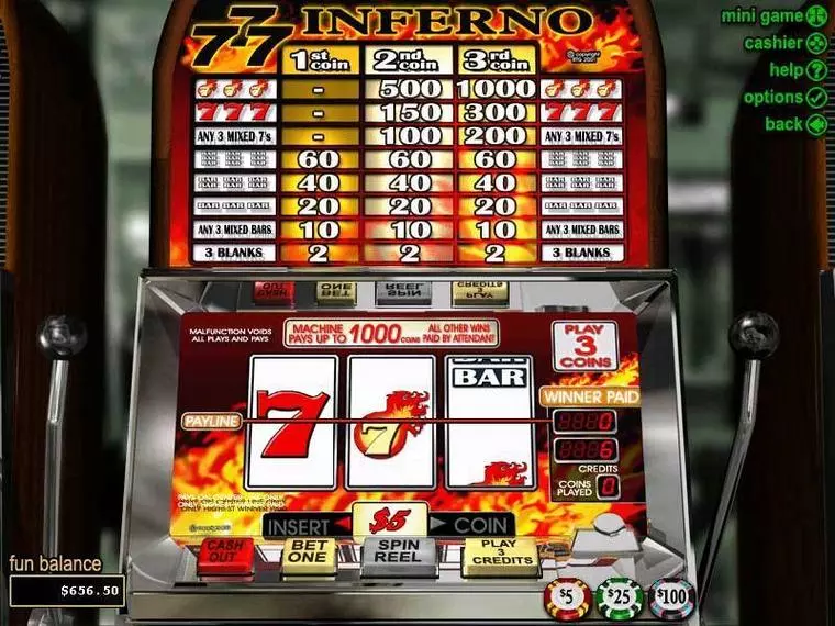  Main Screen Reels at Triple 7 Inferno 3 Reel Mobile Real Slot created by RTG