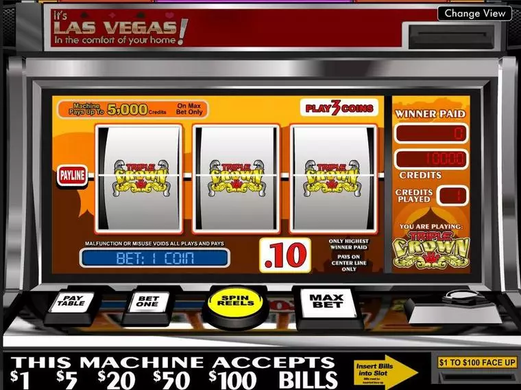  Introduction Screen at Triple Crown 3 Reel Mobile Real Slot created by BetSoft