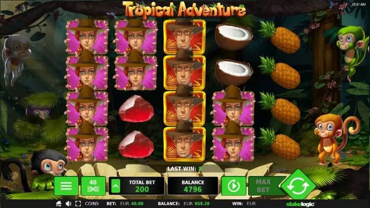  Main Screen Reels at Tropical Adventure 5 Reel Mobile Real Slot created by StakeLogic