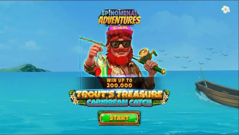  Introduction Screen at Trout’s Treasure – Caribbean Catch 5 Reel Mobile Real Slot created by Spinomenal