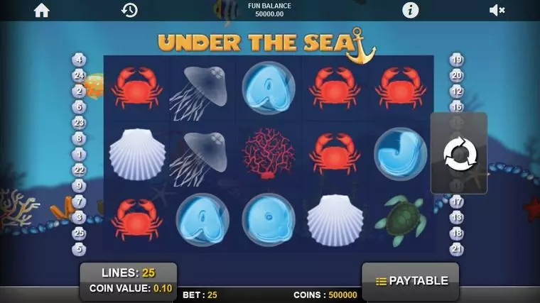  Main Screen Reels at Under the Sea 5 Reel Mobile Real Slot created by 1x2 Gaming