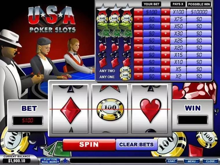  Main Screen Reels at USA Poker 3 Reel Mobile Real Slot created by PlayTech