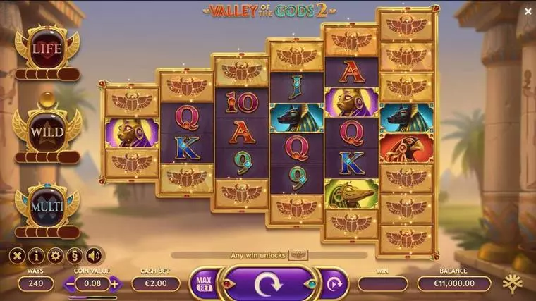  Main Screen Reels at Valley of the Gods 2 5 Reel Mobile Real Slot created by Yggdrasil