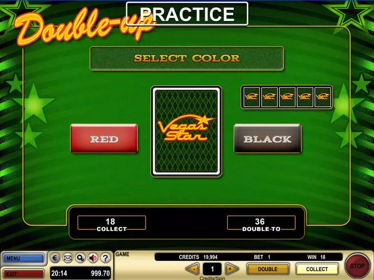  Gamble Screen at Vegas Star 3 Reel Mobile Real Slot created by GTECH