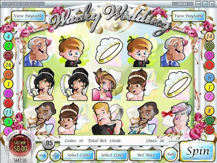  Main Screen Reels at Wacky Wedding 5 Reel Mobile Real Slot created by Rival