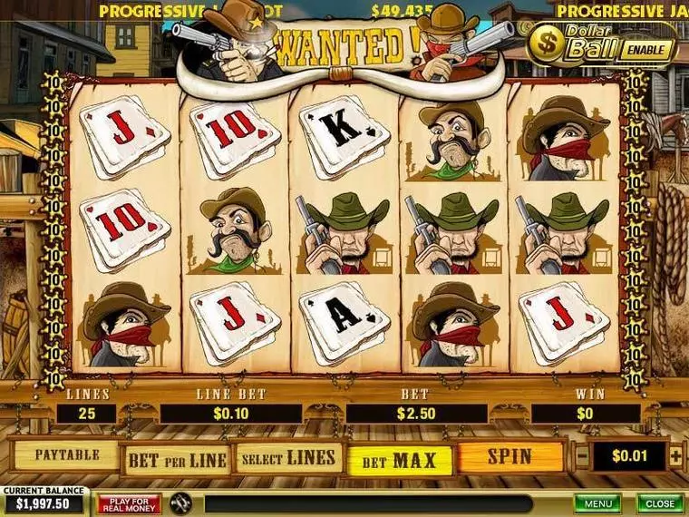  Main Screen Reels at Wanted 5 Reel Mobile Real Slot created by PlayTech