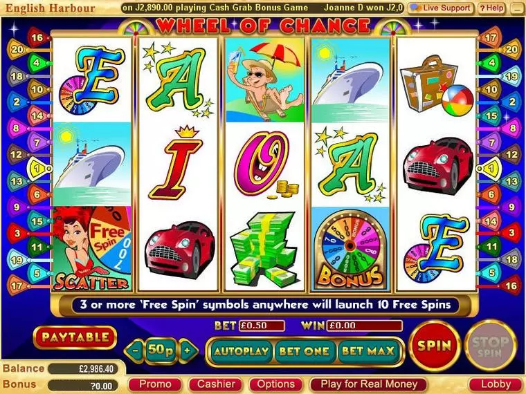  Main Screen Reels at Wheel of Chance 5-Reels 5 Reel Mobile Real Slot created by WGS Technology