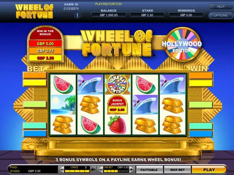  Main Screen Reels at Wheel of Fortune Hollywood Edition 5 Reel Mobile Real Slot created by IGT