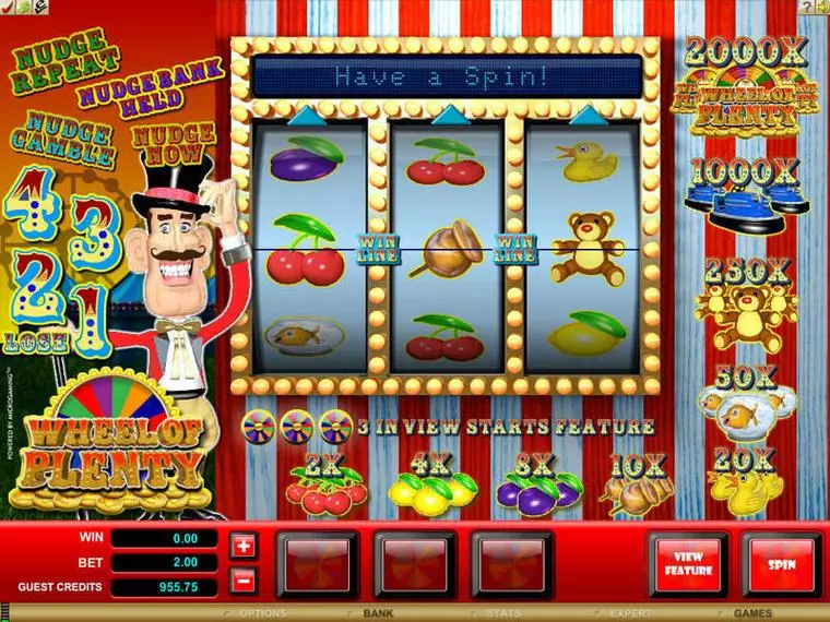  Main Screen Reels at Wheel of Plenty 3 Reel Mobile Real Slot created by Microgaming