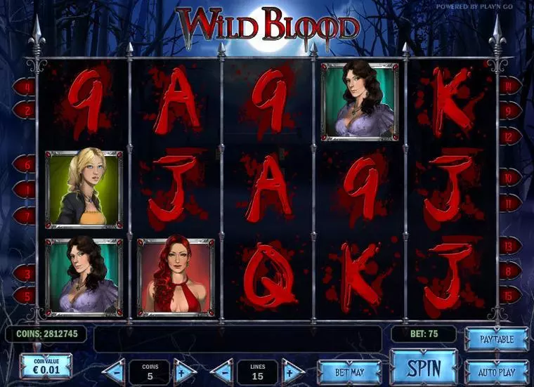  Main Screen Reels at Wild Blood 5 Reel Mobile Real Slot created by Play'n GO