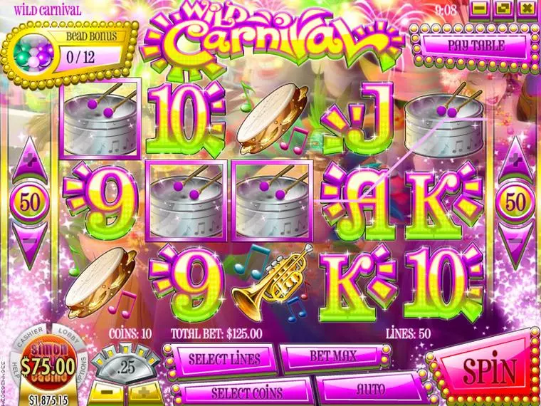  Main Screen Reels at Wild Carnival 5 Reel Mobile Real Slot created by Rival