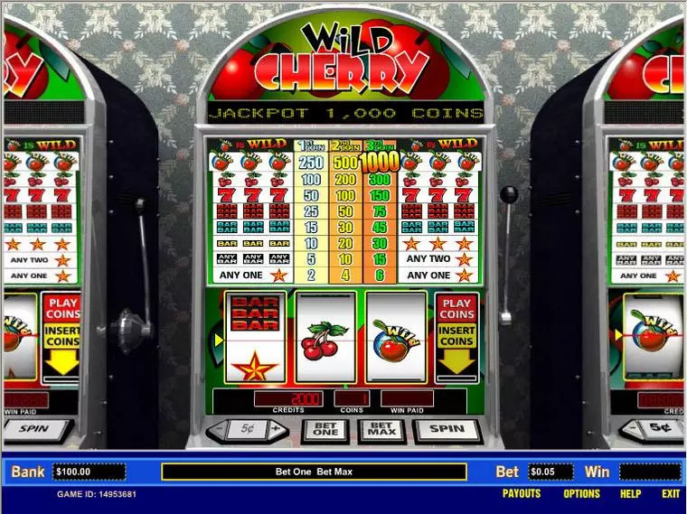  Main Screen Reels at Wild Cherry 1 Line 3 Reel Mobile Real Slot created by Parlay