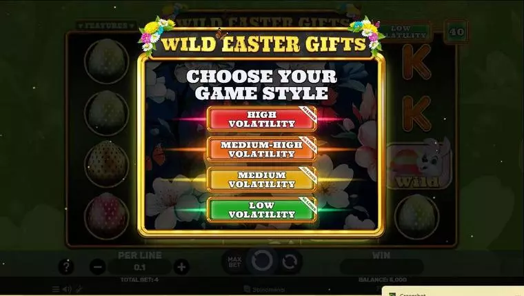  Introduction Screen at Wild Easter Gifts 5 Reel Mobile Real Slot created by Spinomenal