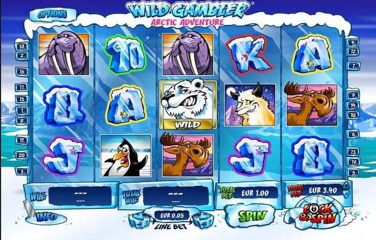  Main Screen Reels at Wild Gambler Artic Adventure 5 Reel Mobile Real Slot created by Ash Gaming