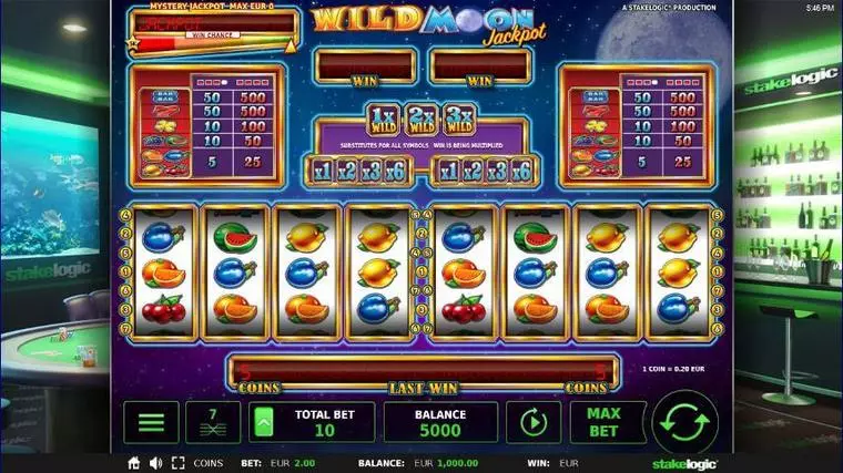  Main Screen Reels at Wild Moon Jackpot 4 Reel Mobile Real Slot created by StakeLogic