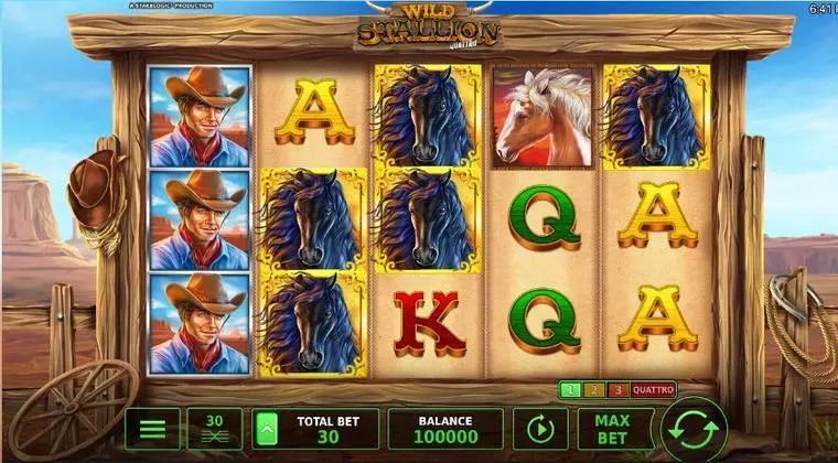  Main Screen Reels at Wild Stallion Quatro 5 Reel Mobile Real Slot created by StakeLogic