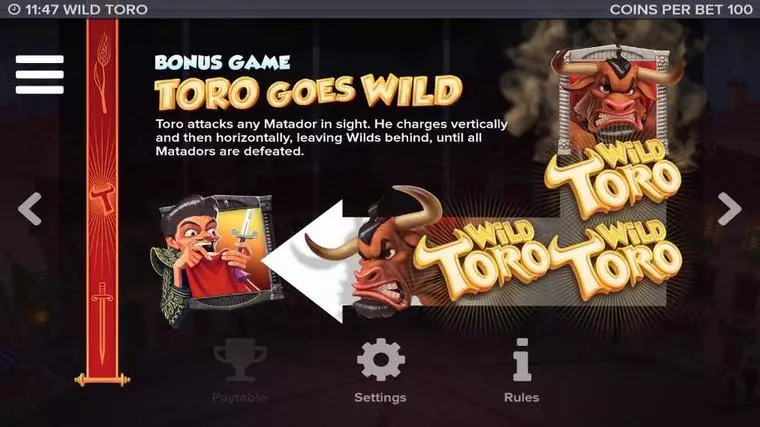  Info and Rules at Wild Toro 5 Reel Mobile Real Slot created by Elk Studios