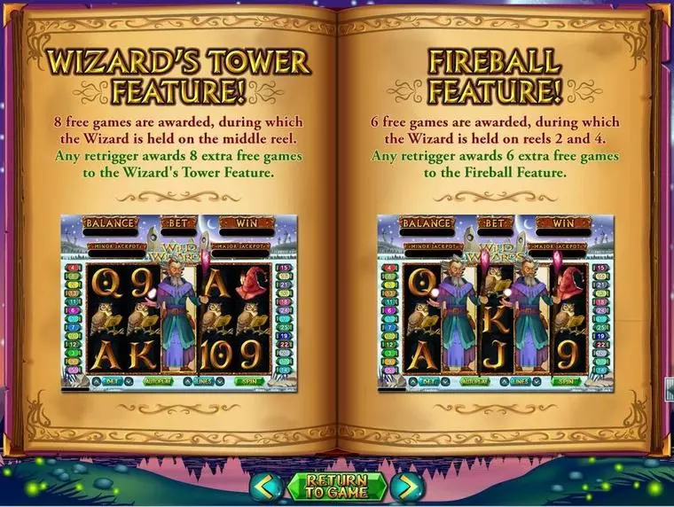  Info and Rules at Wild Wizards 5 Reel Mobile Real Slot created by RTG