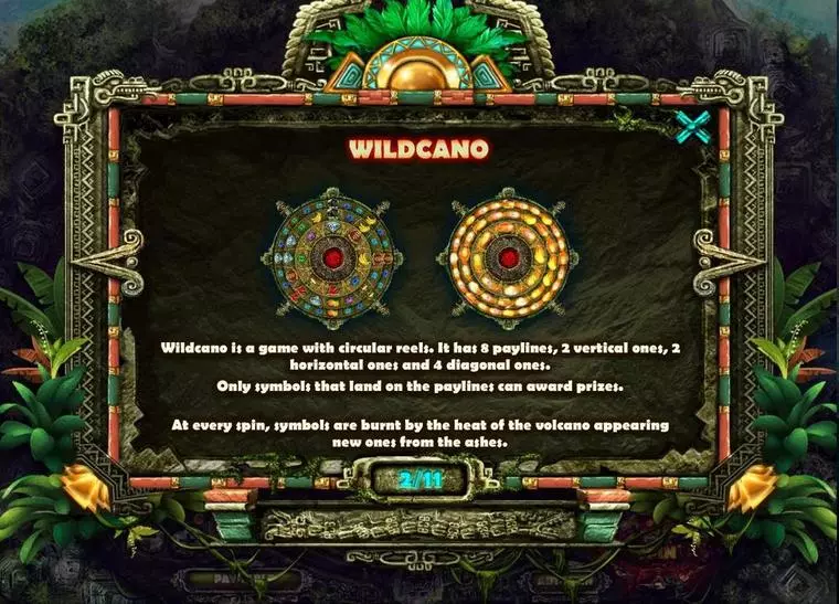  Info and Rules at Wildcano 3 Reel Mobile Real Slot created by Red Rake Gaming