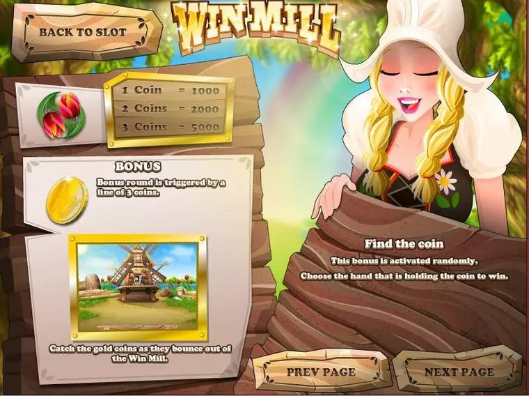  Info and Rules at Win Mill 3 Reel Mobile Real Slot created by Rival