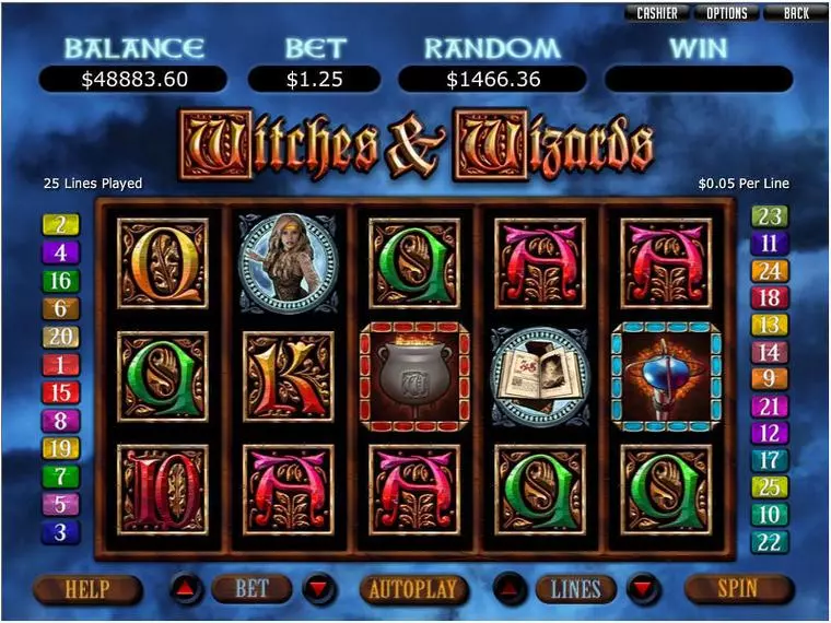  Main Screen Reels at Witches and Wizards 5 Reel Mobile Real Slot created by RTG