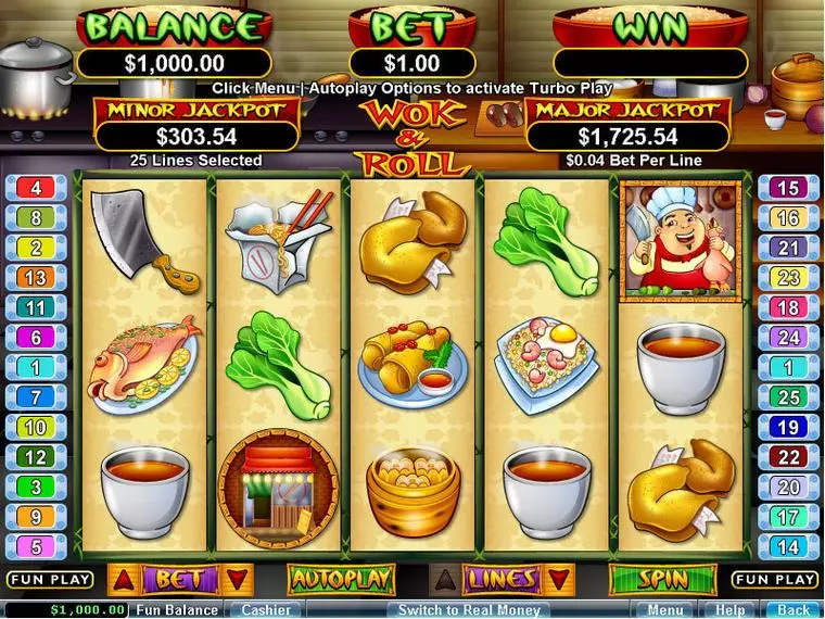  Main Screen Reels at Wok and Roll 5 Reel Mobile Real Slot created by RTG