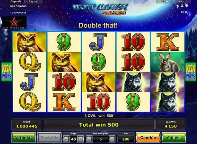  Main Screen Reels at Wolf Money Xtra Choice 5 Reel Mobile Real Slot created by Novomatic