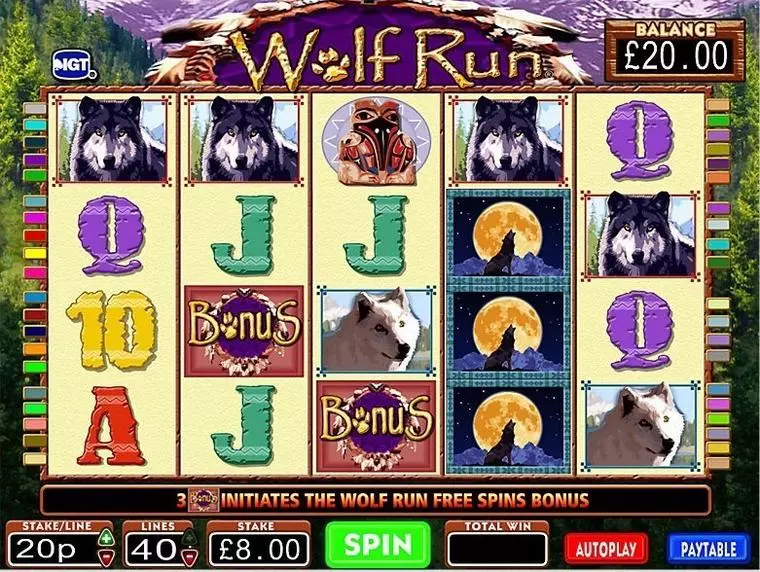  Introduction Screen at Wolf Run 5 Reel Mobile Real Slot created by IGT