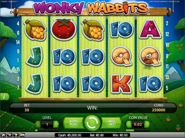  Main Screen Reels at Wonky Wabbits 5 Reel Mobile Real Slot created by NetEnt
