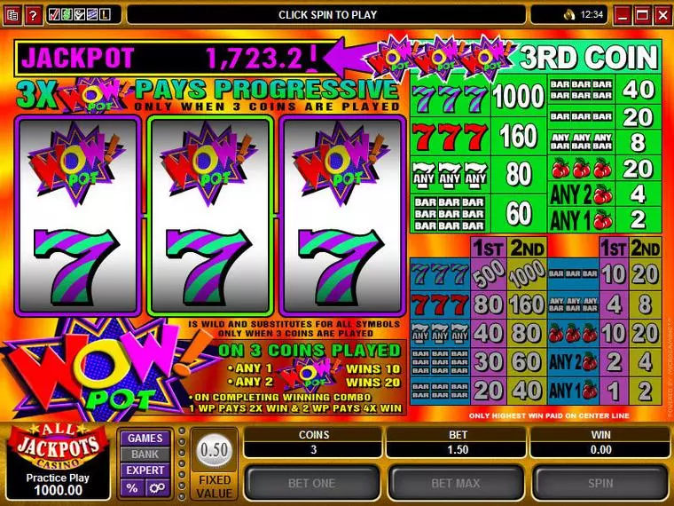  Main Screen Reels at Wow Pot 3 Reel Mobile Real Slot created by Microgaming