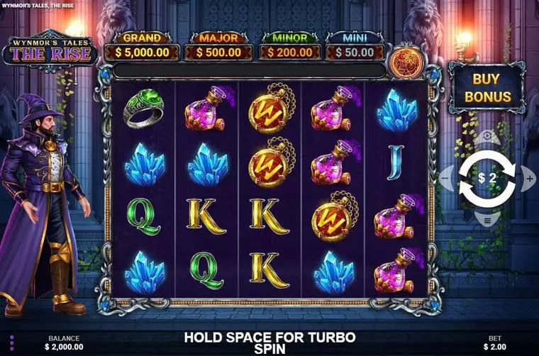  Main Screen Reels at Wynmor’s Tales The Rise 5 Reel Mobile Real Slot created by Wizard Games