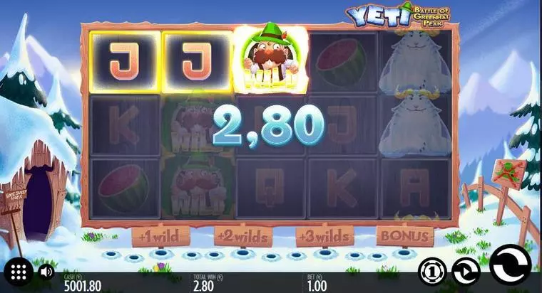  Gamble Winnings at Yeti - Battle of Greenhat Peak 5 Reel Mobile Real Slot created by Thunderkick